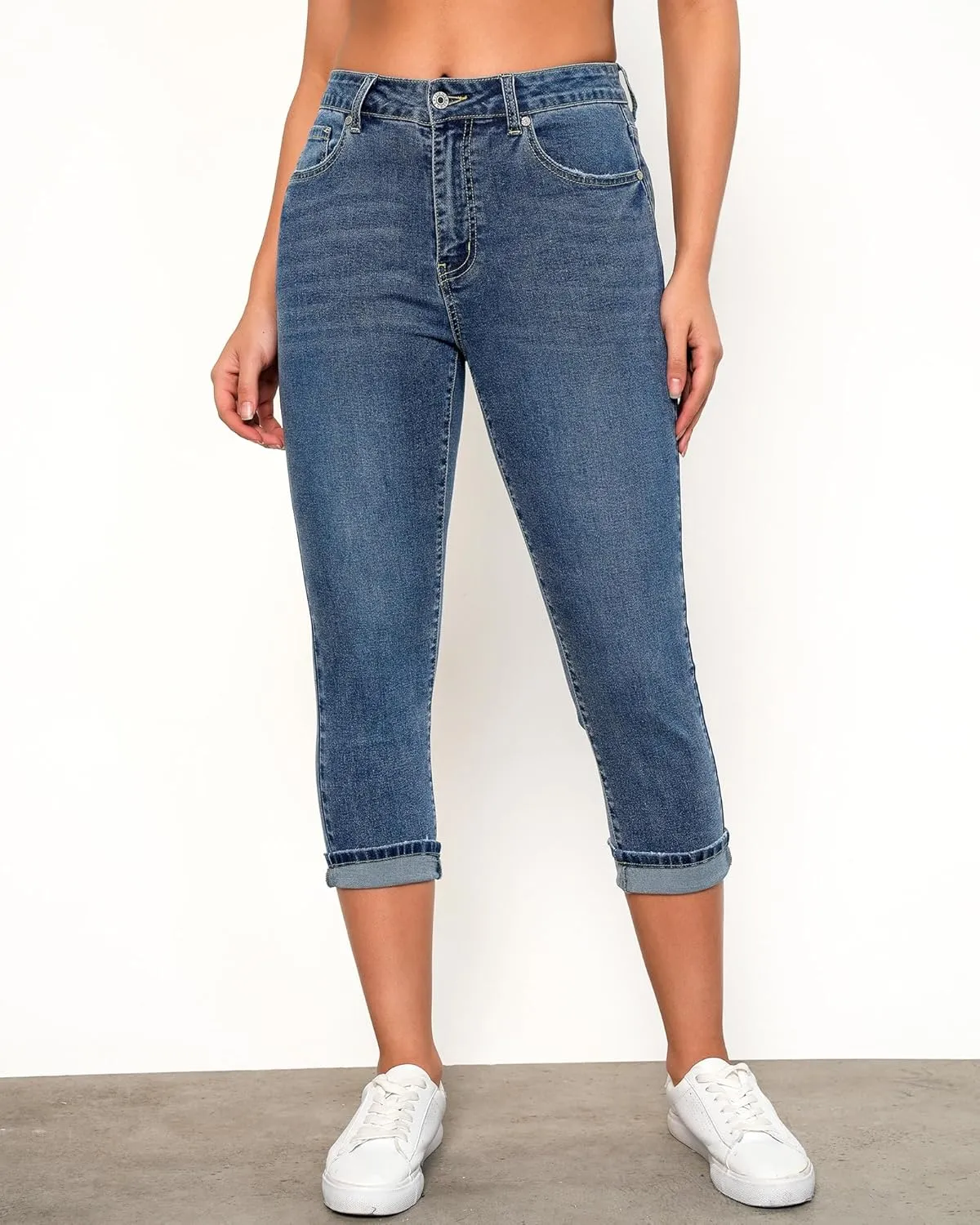 GRAPENT Capris Jeans for Women High Waisted Skinny Stretchy Denim Capri Pants Casual Cropped Jeggings Trousers