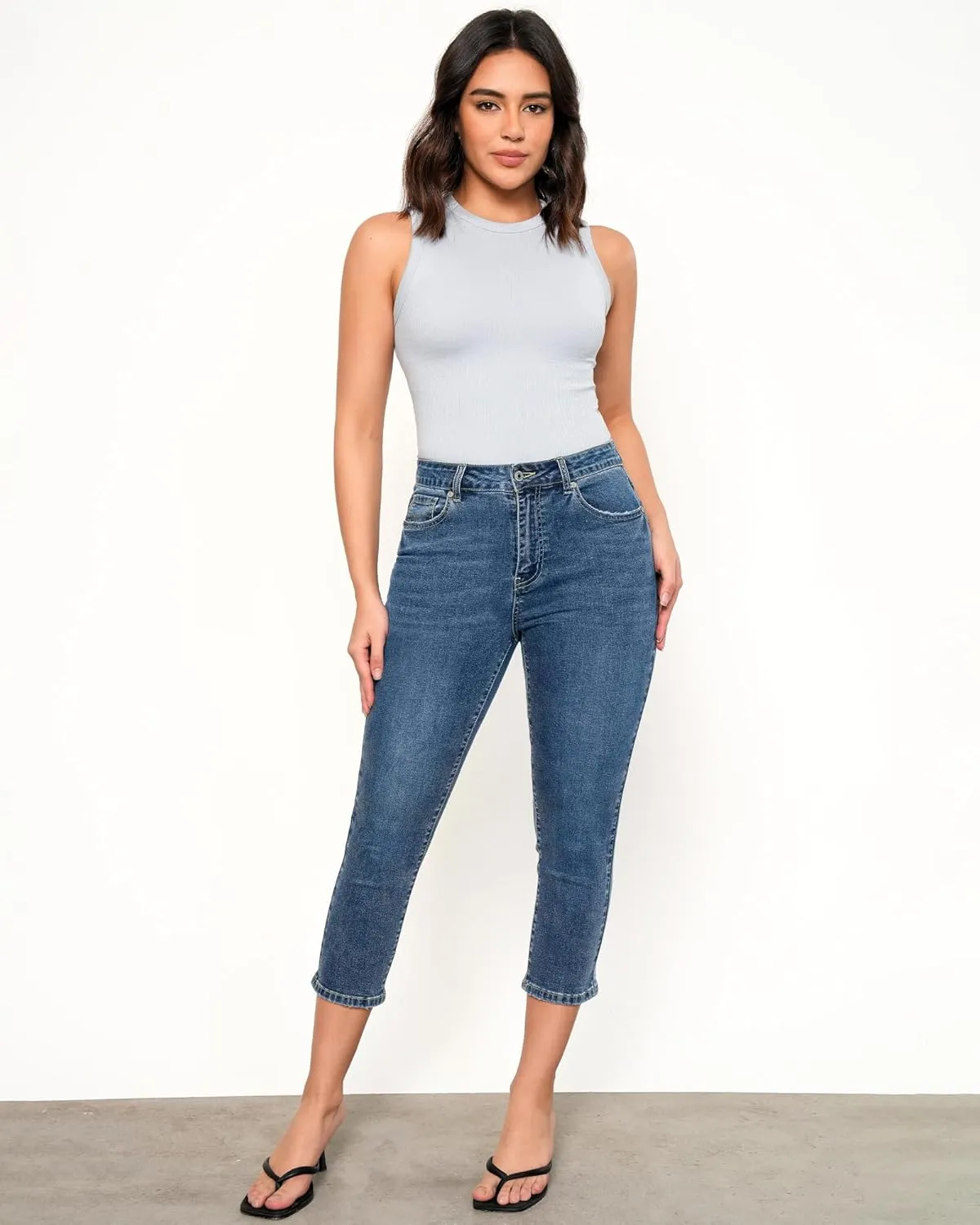 GRAPENT Capris Jeans for Women High Waisted Skinny Stretchy Denim Capri Pants Casual Cropped Jeggings Trousers