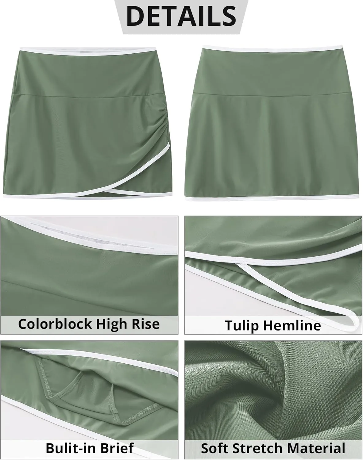 GRAPENT Swim Skirt for Women High Waisted Ruched Bikini Bottoms Colorblock Swimsuit Tulip Bathing Suit Skirts with Brief