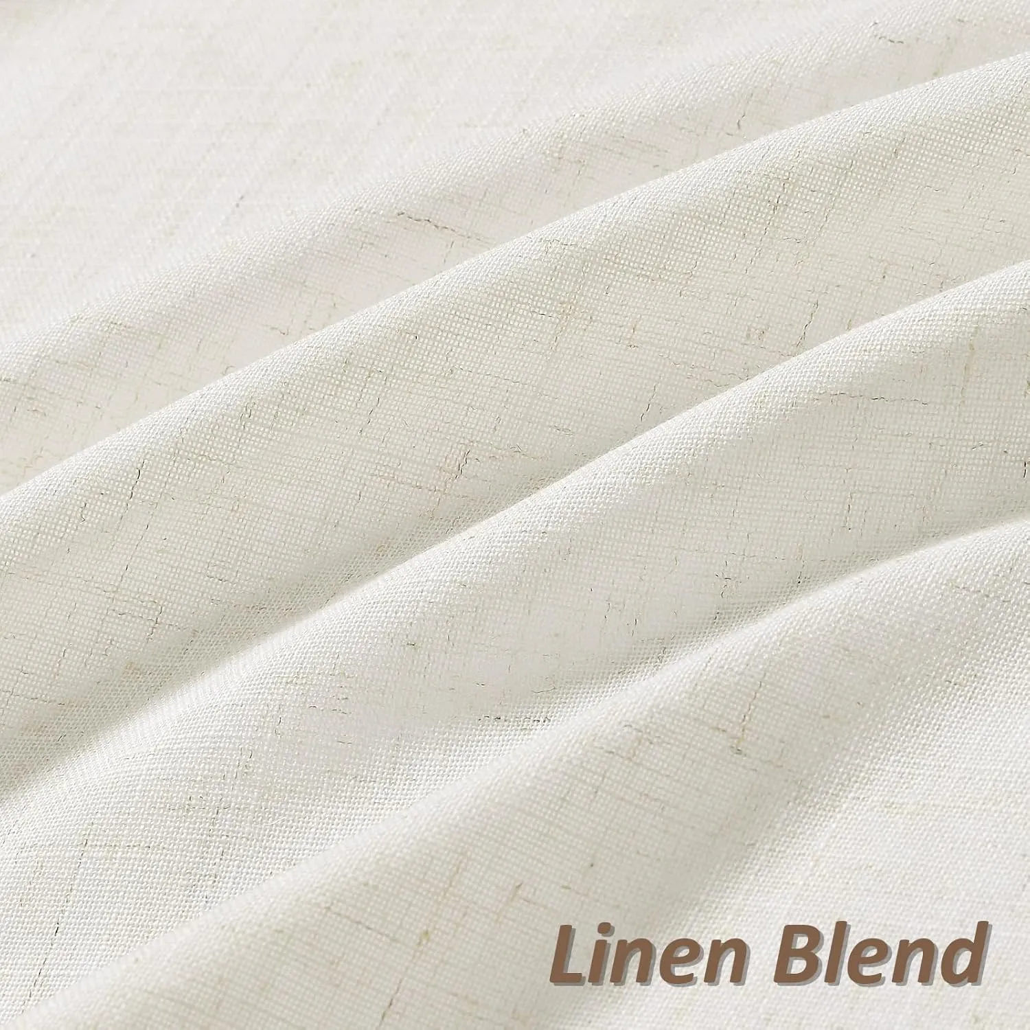 Guken Natural Linen Curtains 84 Inch Length for Living Room Bedroom 2 Panels Set Rod Pocket Light Filtering Semi Sheer Window Curtains 52 Inch Width Boho Farmhouse Linen Drapes Cream Ivory, W52xL84