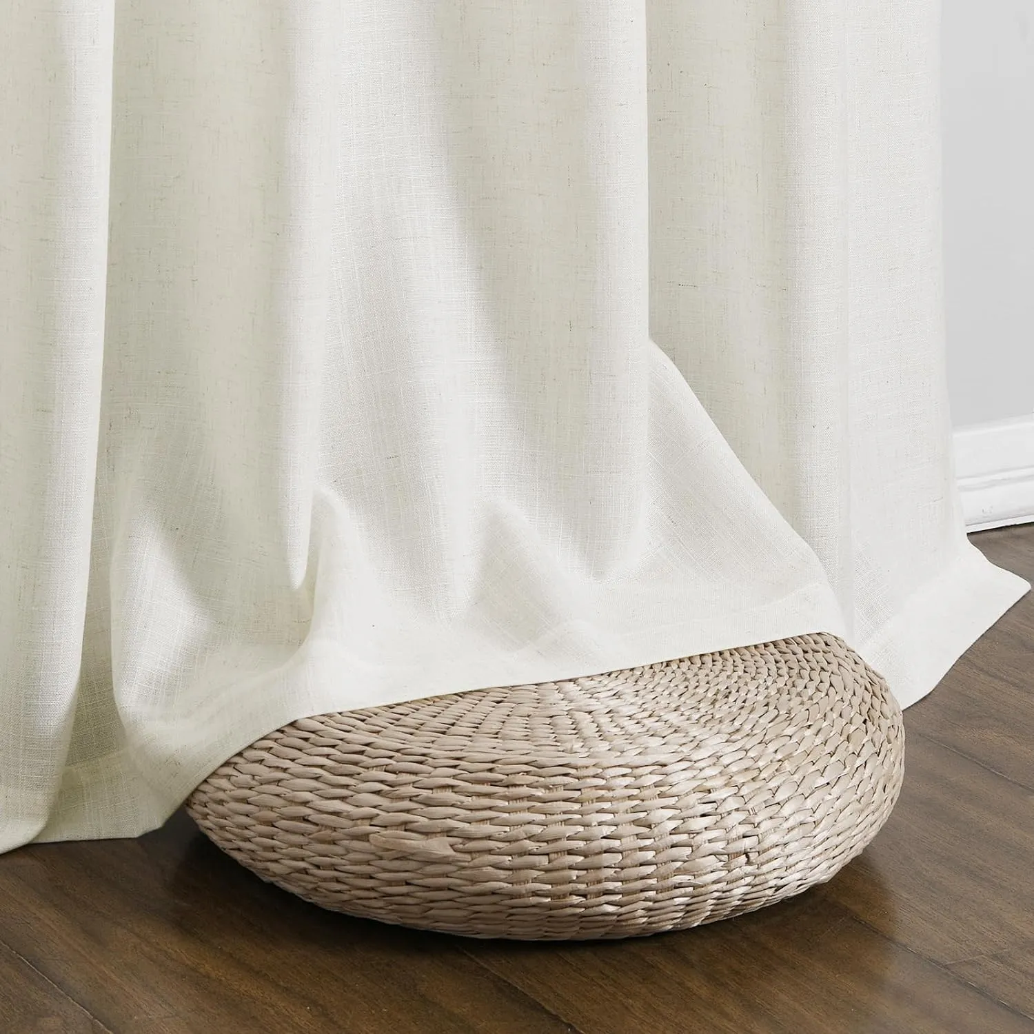 Guken Natural Linen Curtains 84 Inch Length for Living Room Bedroom 2 Panels Set Rod Pocket Light Filtering Semi Sheer Window Curtains 52 Inch Width Boho Farmhouse Linen Drapes Cream Ivory, W52xL84