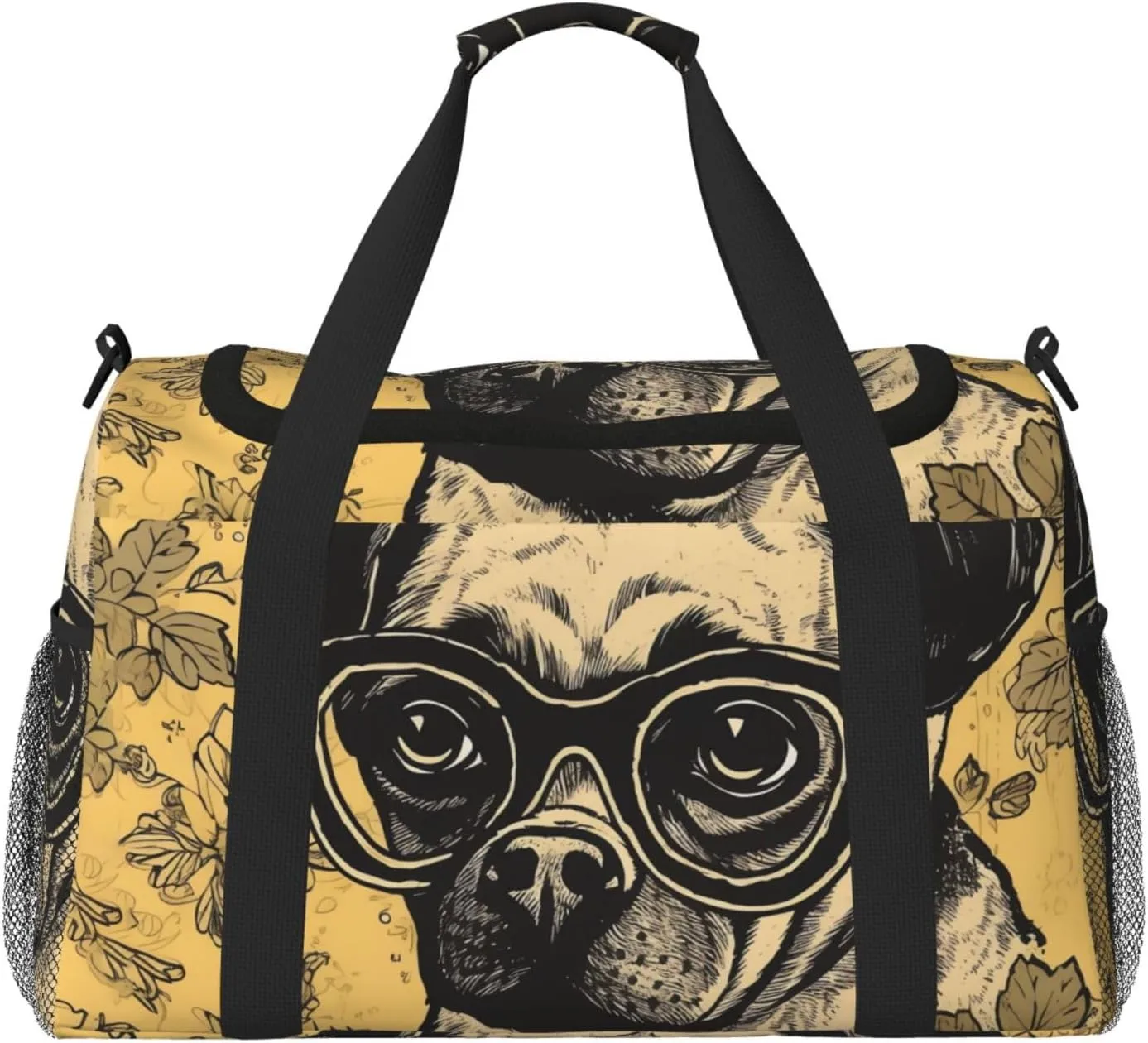 Gym Bag A Dog Wearing Glasses Duffel Bag for Men Women Travel Overnight Bag with Shoe Compartment Workout Bags