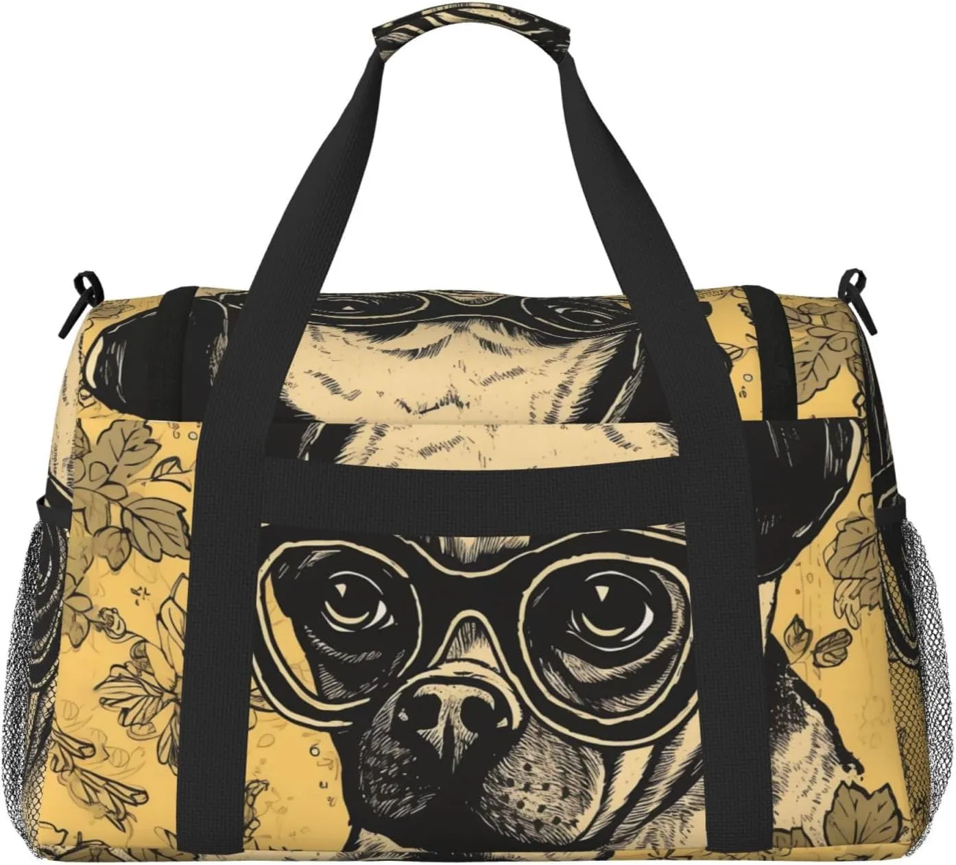Gym Bag A Dog Wearing Glasses Duffel Bag for Men Women Travel Overnight Bag with Shoe Compartment Workout Bags