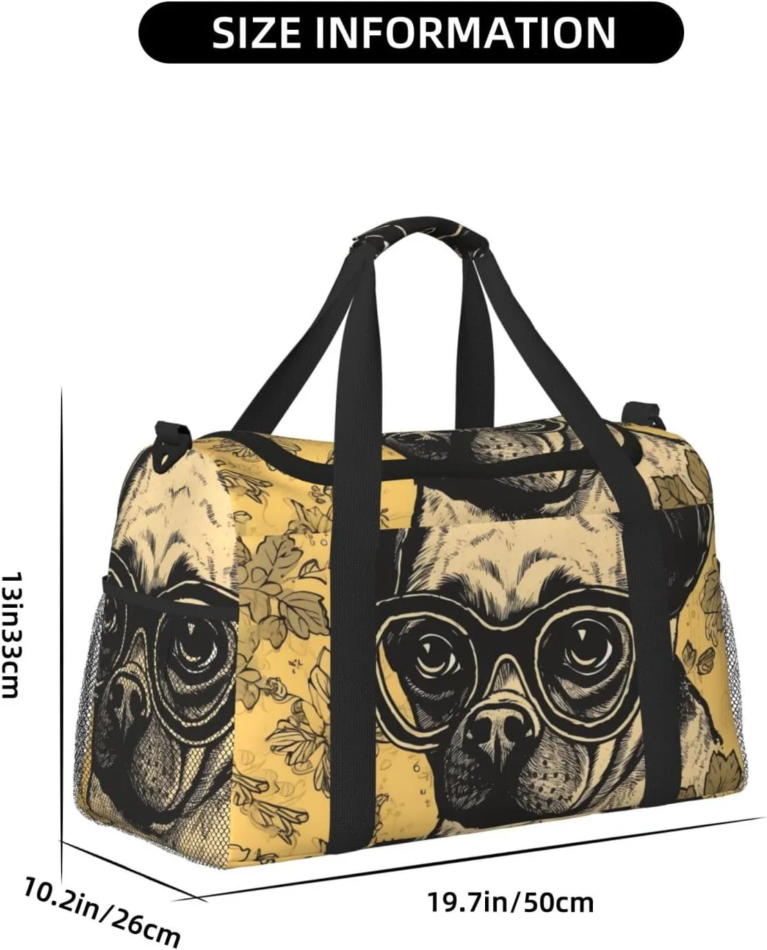 Gym Bag A Dog Wearing Glasses Duffel Bag for Men Women Travel Overnight Bag with Shoe Compartment Workout Bags