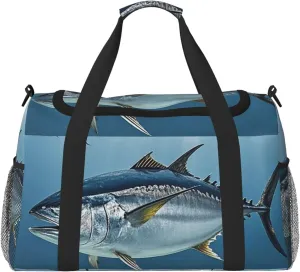 Gym Bag Bluefin Tuna Thunnus2 Duffel Bag for Men Women Travel Overnight Bag with Shoe Compartment Workout Bags