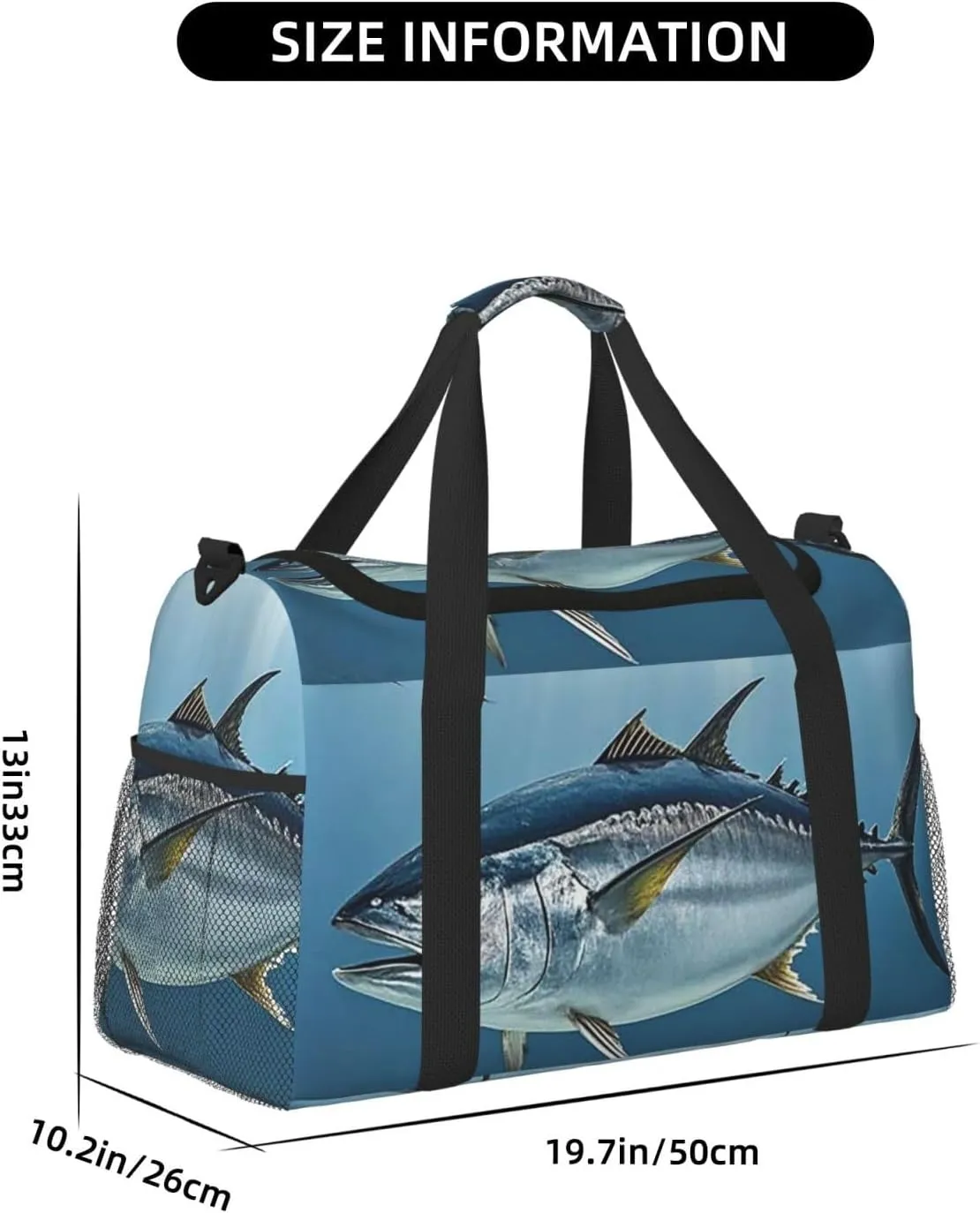 Gym Bag Bluefin Tuna Thunnus2 Duffel Bag for Men Women Travel Overnight Bag with Shoe Compartment Workout Bags