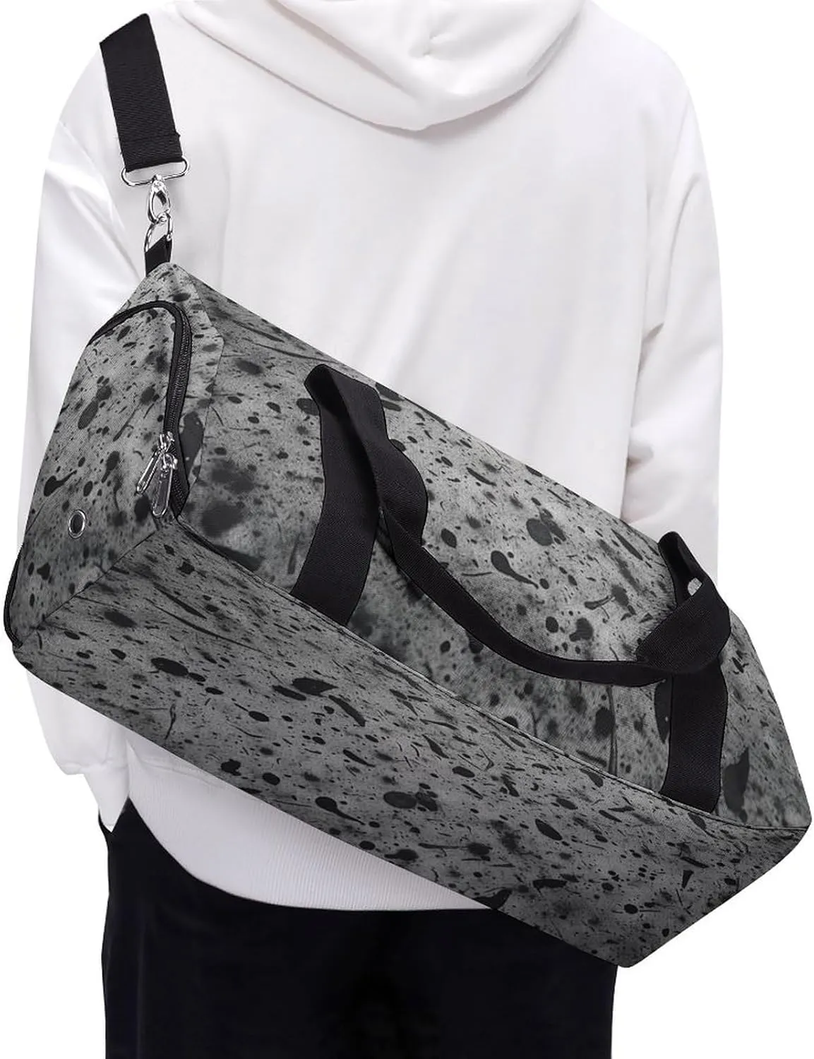 Gym Bag Gray Concrete Duffel Bag for Men Women Travel Overnight Bag with Shoe Compartment Workout Bags