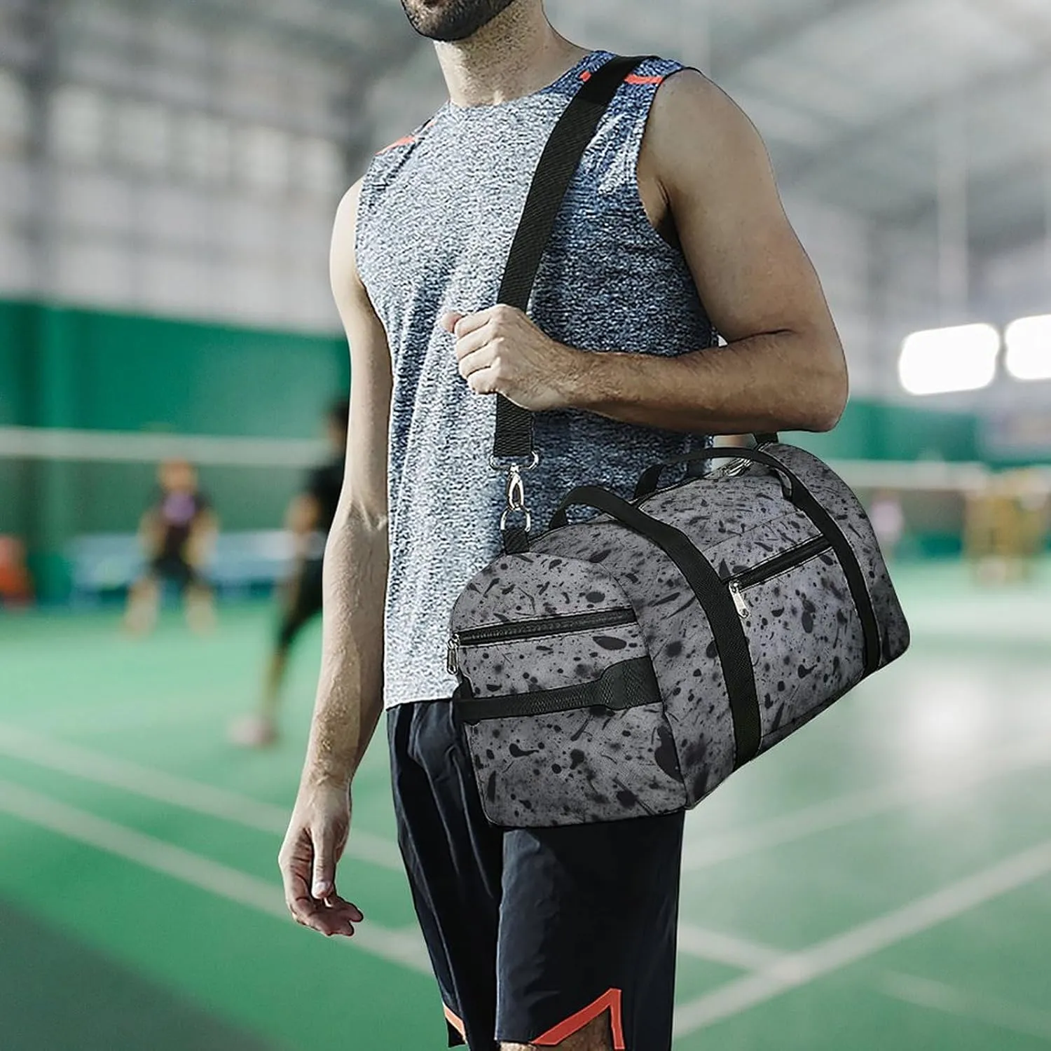 Gym Bag Gray Concrete Duffel Bag for Men Women Travel Overnight Bag with Shoe Compartment Workout Bags