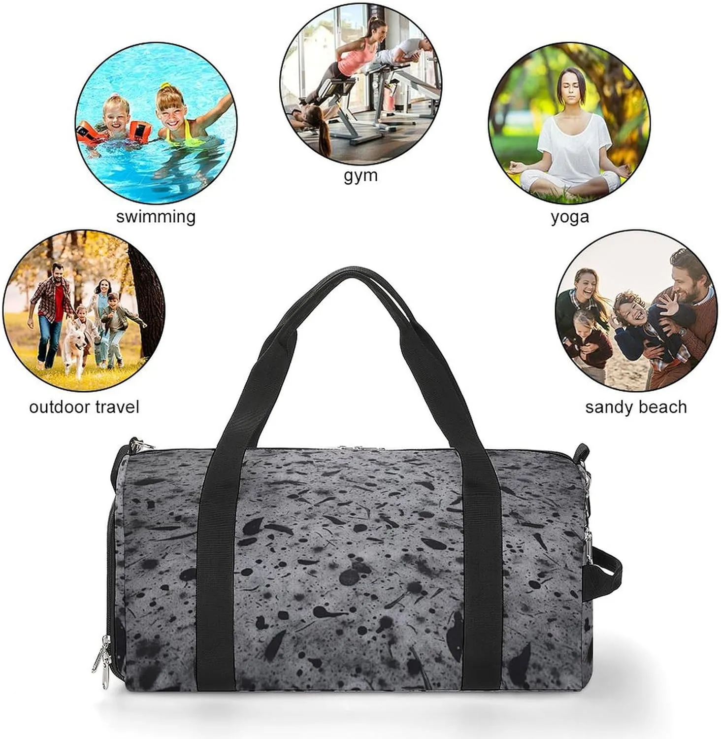 Gym Bag Gray Concrete Duffel Bag for Men Women Travel Overnight Bag with Shoe Compartment Workout Bags