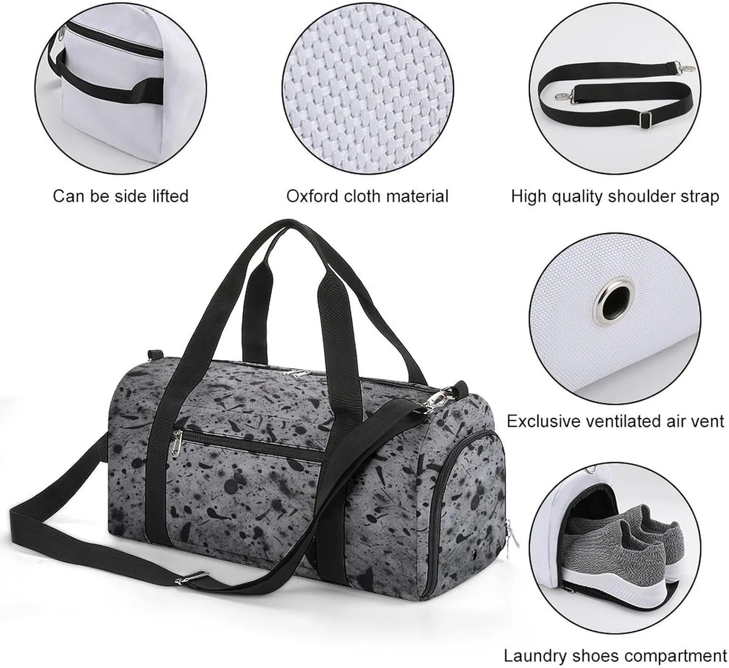 Gym Bag Gray Concrete Duffel Bag for Men Women Travel Overnight Bag with Shoe Compartment Workout Bags