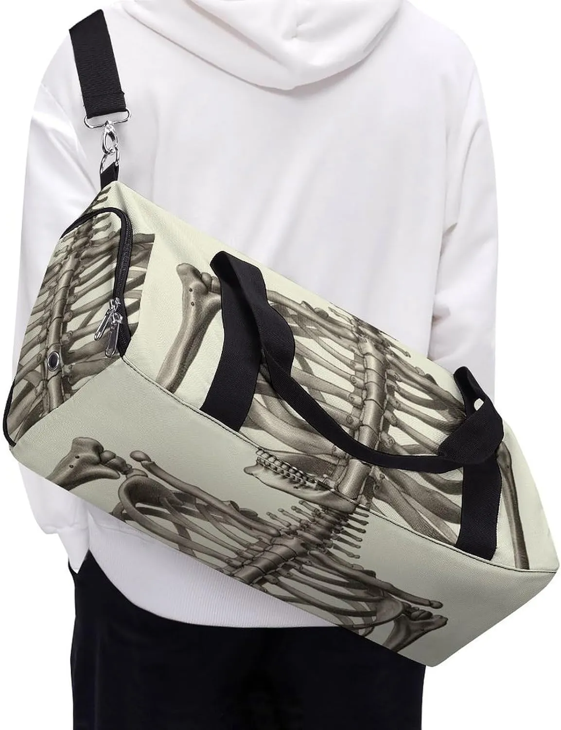 Gym Bag Human Skeleton Duffel Bag for Men Women Overnight Bag with Shoe Compartment Workout Bags