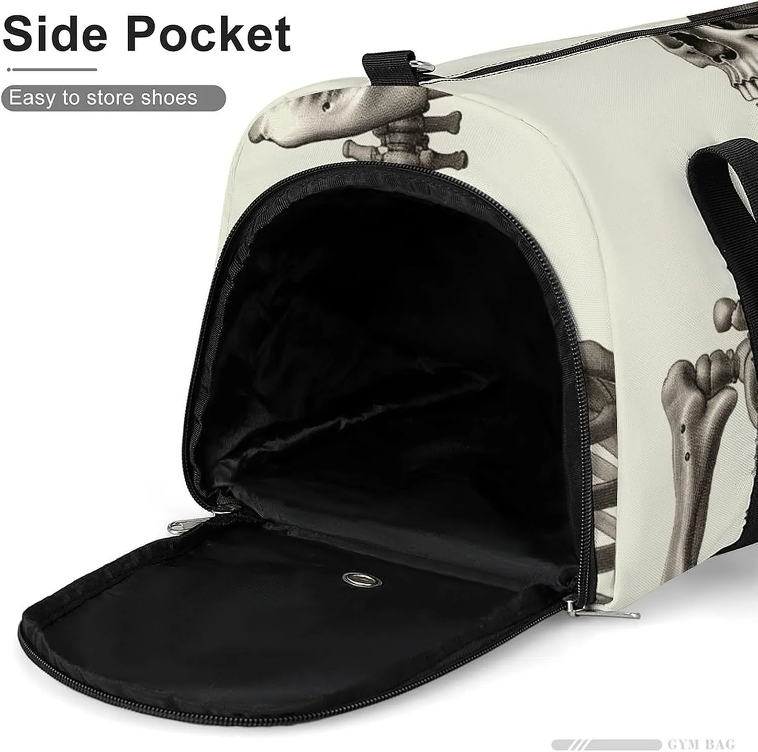 Gym Bag Human Skeleton Duffel Bag for Men Women Overnight Bag with Shoe Compartment Workout Bags