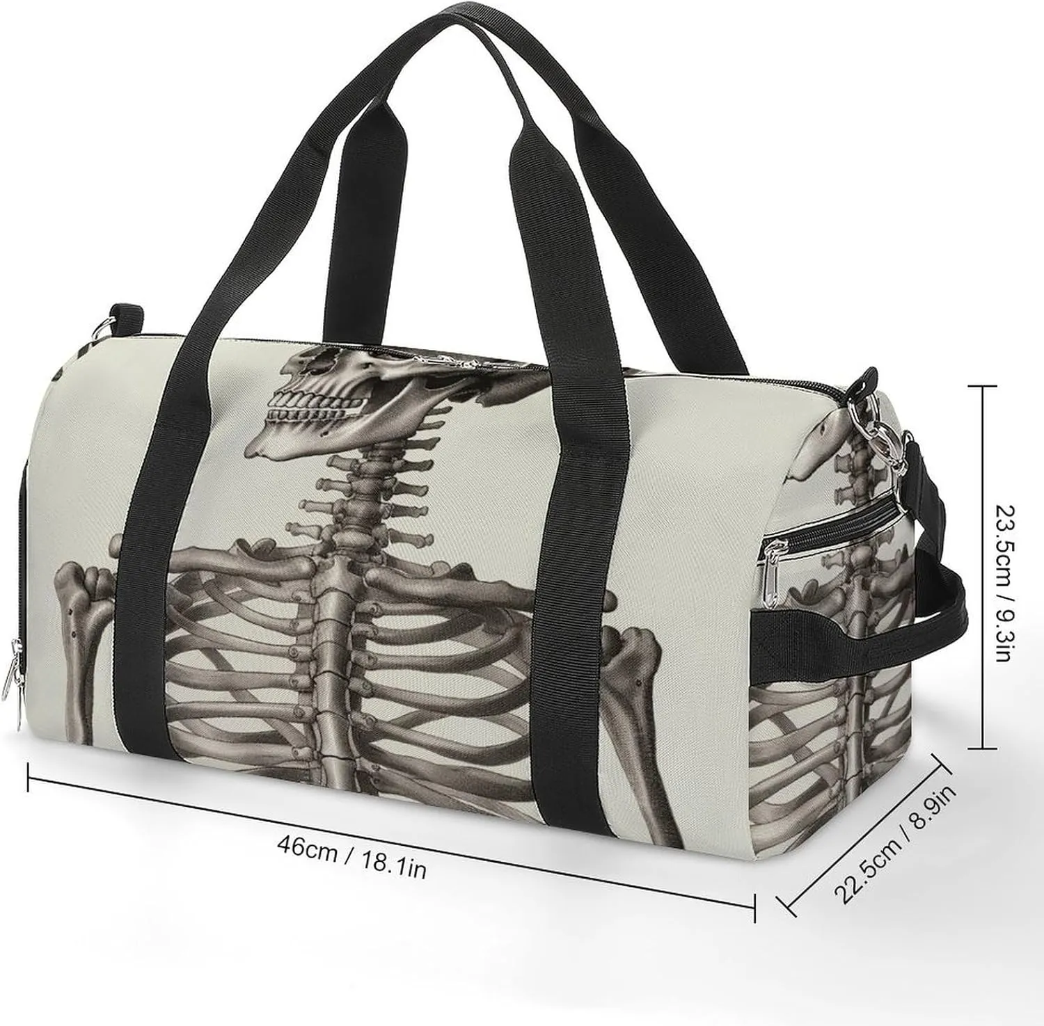 Gym Bag Human Skeleton Duffel Bag for Men Women Overnight Bag with Shoe Compartment Workout Bags