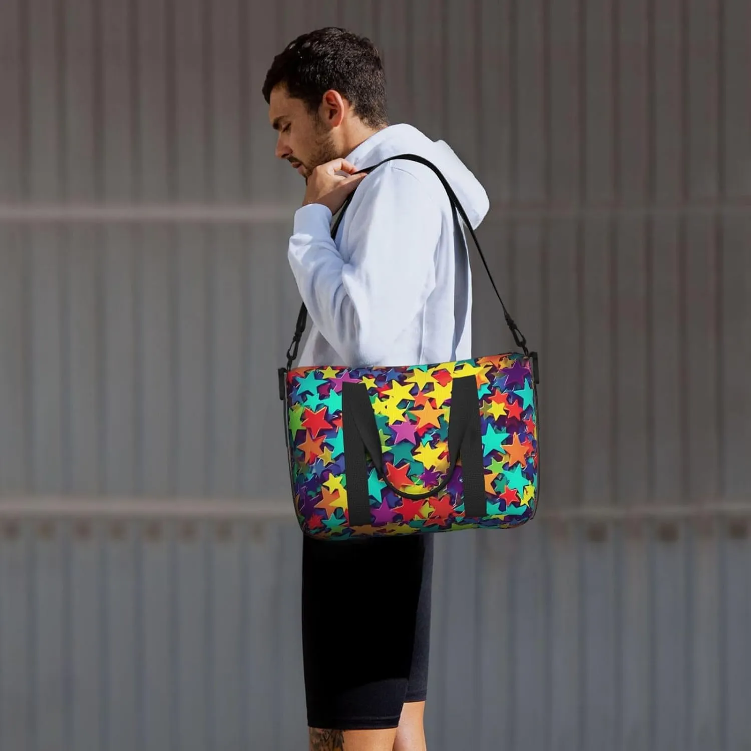Gym Bag Many Stars Duffel Bag for Men Women Travel Overnight Bag with Shoe Compartment Workout Bags
