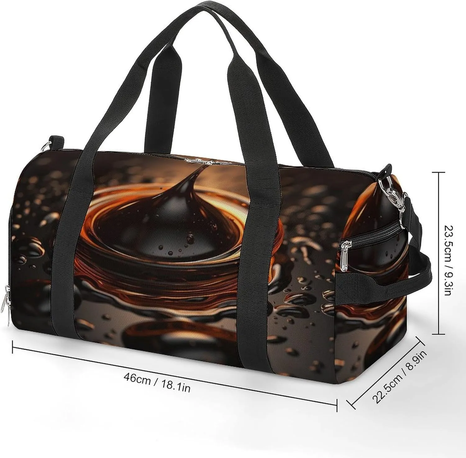 Gym Bag Orange Water Droplets Duffel Bag for Men Women Travel Overnight Bag with Shoe Compartment Workout Bags