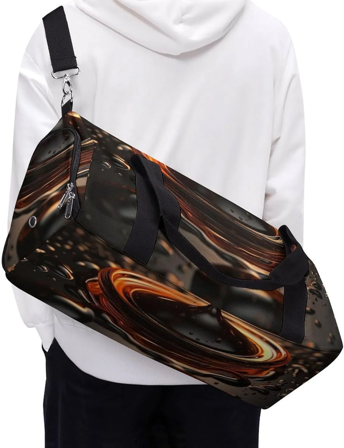 Gym Bag Orange Water Droplets Duffel Bag for Men Women Travel Overnight Bag with Shoe Compartment Workout Bags