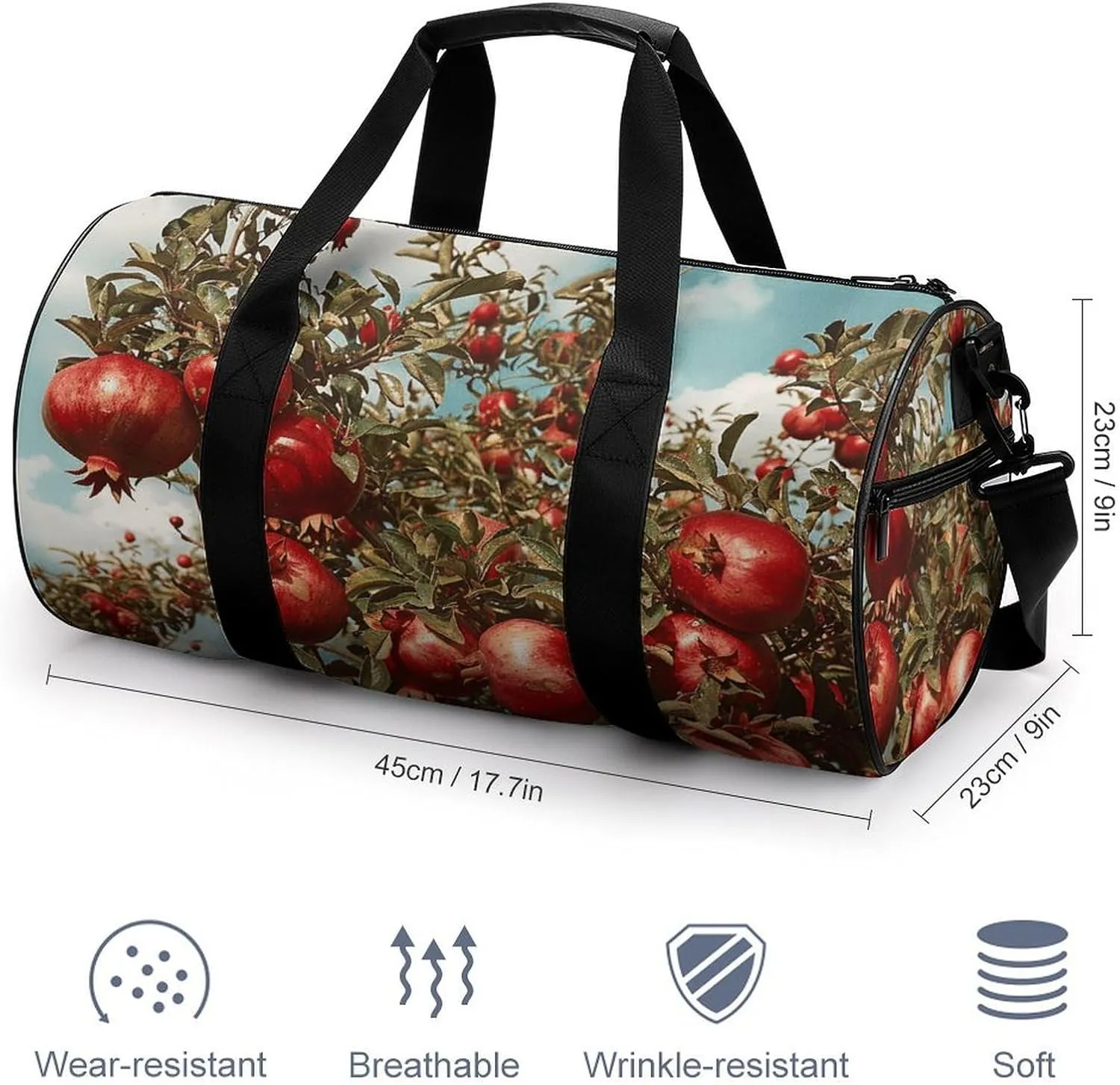 Gym Bag Pomegranate Tree Duffel Bag for Men Women Overnight Bag with Shoe Compartment Workout Bags