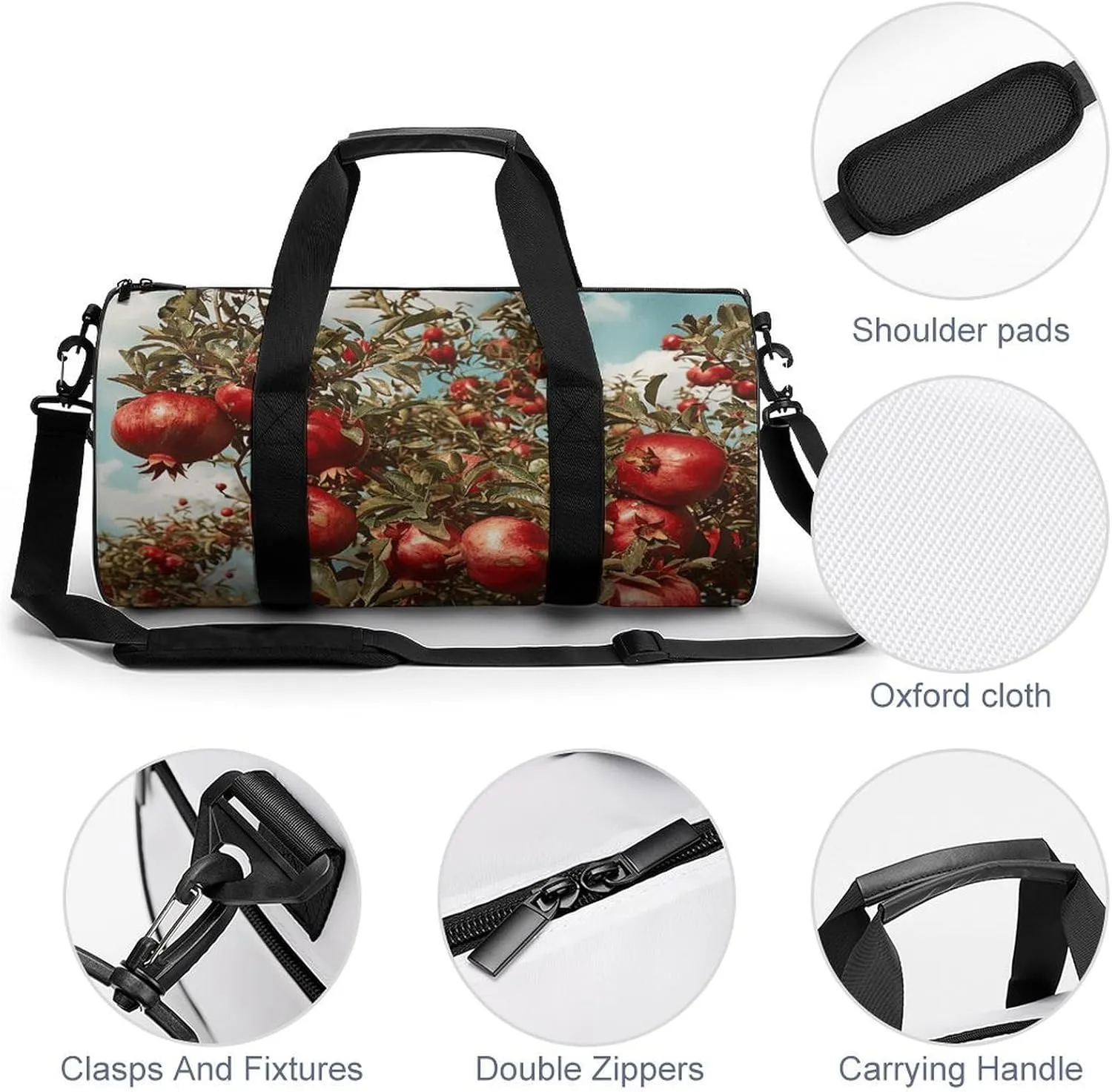 Gym Bag Pomegranate Tree Duffel Bag for Men Women Overnight Bag with Shoe Compartment Workout Bags