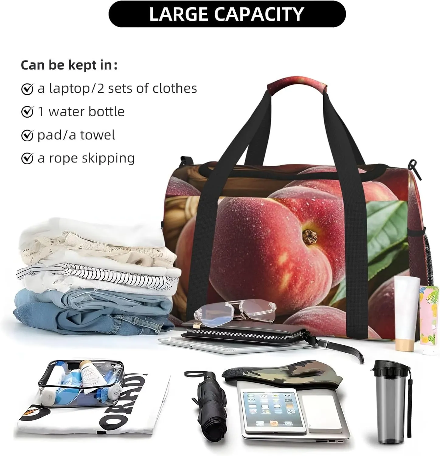 Gym Bag Red Watermelon Duffel Bag for Men Women Travel Overnight Bag with Shoe Compartment Workout Bags