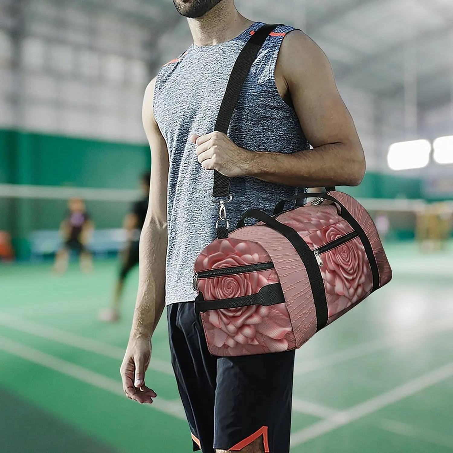 Gym Bag Rose Duffel Bag for Men Women Overnight Bag with Shoe Compartment Workout Bags