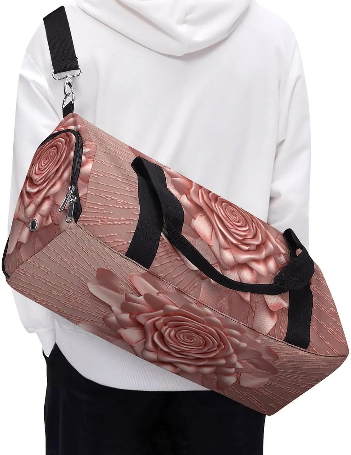 Gym Bag Rose Duffel Bag for Men Women Overnight Bag with Shoe Compartment Workout Bags