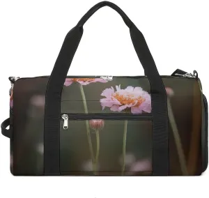 Gym Bag Two Flowers Duffel Bag for Men Women Travel Overnight Bag with Shoe Compartment Workout Bags