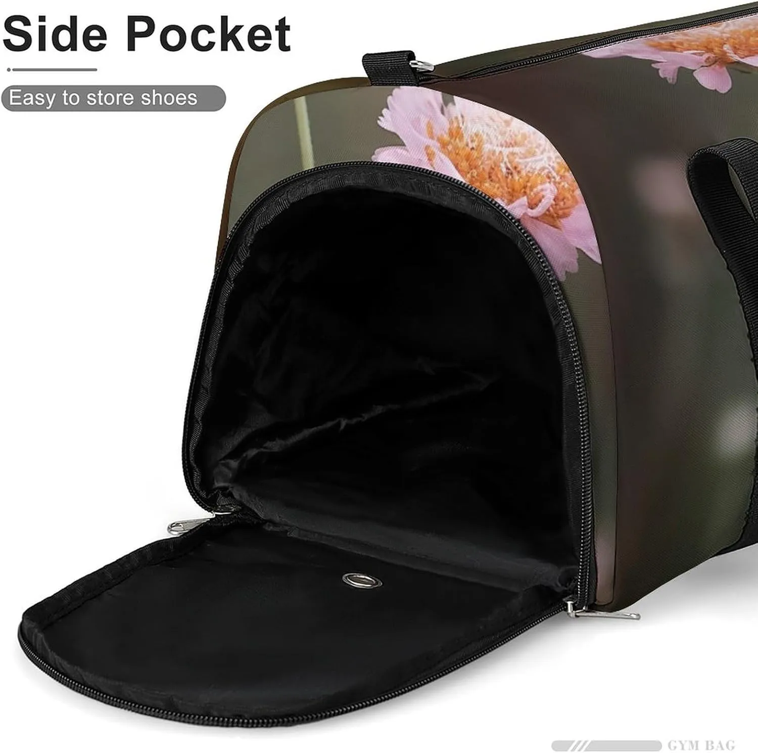 Gym Bag Two Flowers Duffel Bag for Men Women Travel Overnight Bag with Shoe Compartment Workout Bags