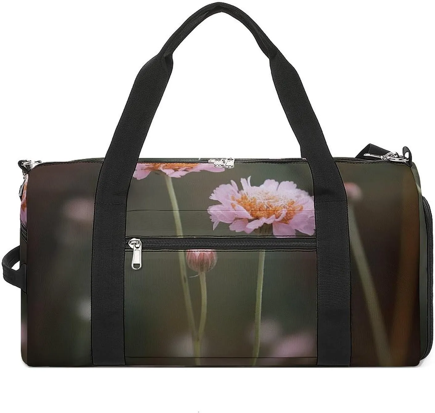 Gym Bag Two Flowers Duffel Bag for Men Women Travel Overnight Bag with Shoe Compartment Workout Bags