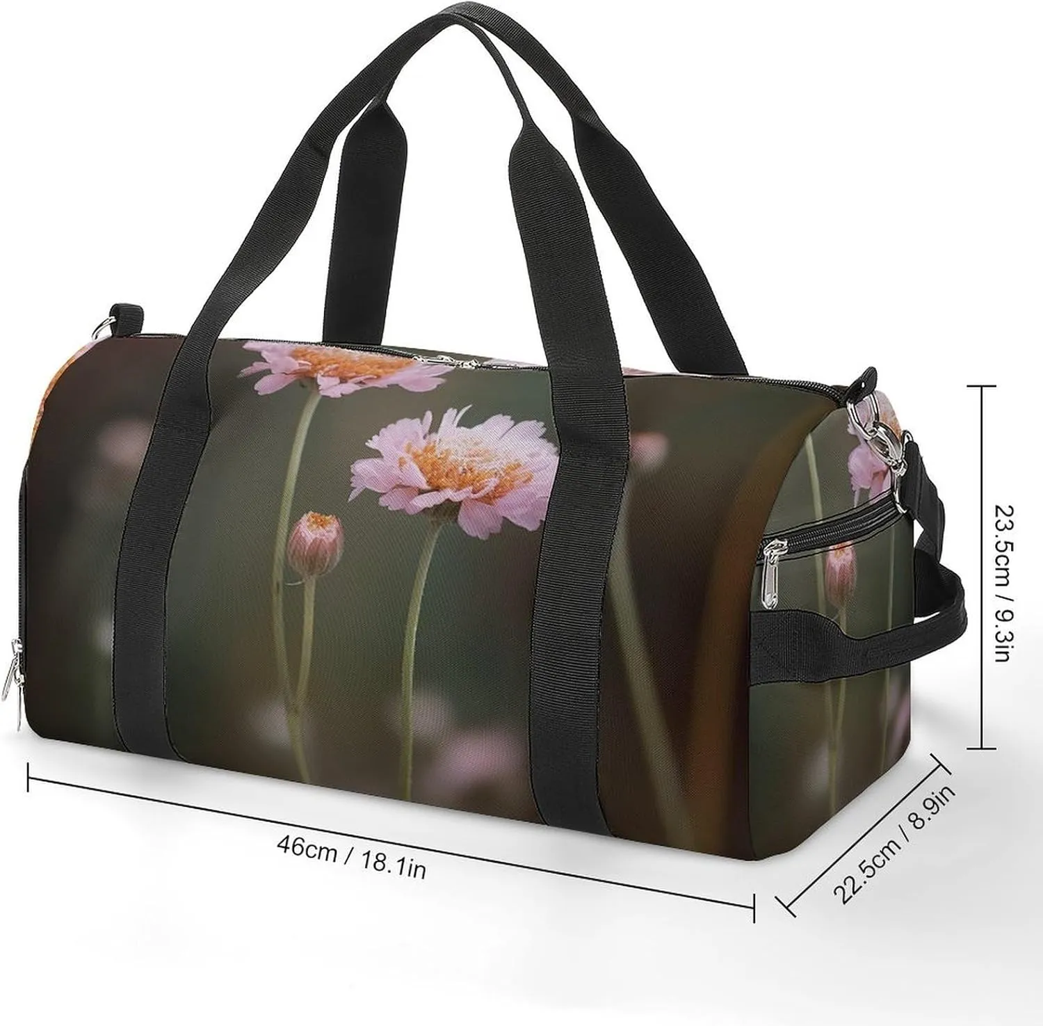 Gym Bag Two Flowers Duffel Bag for Men Women Travel Overnight Bag with Shoe Compartment Workout Bags