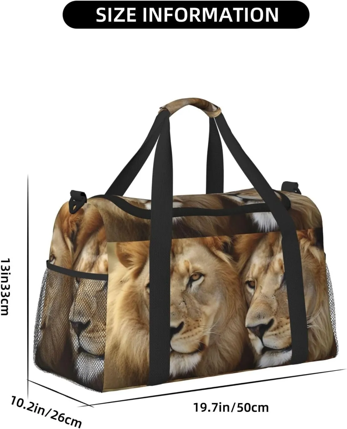 Gym Bag two lions Duffel Bag for Men Women Travel Overnight Bag with Shoe Compartment Workout Bags