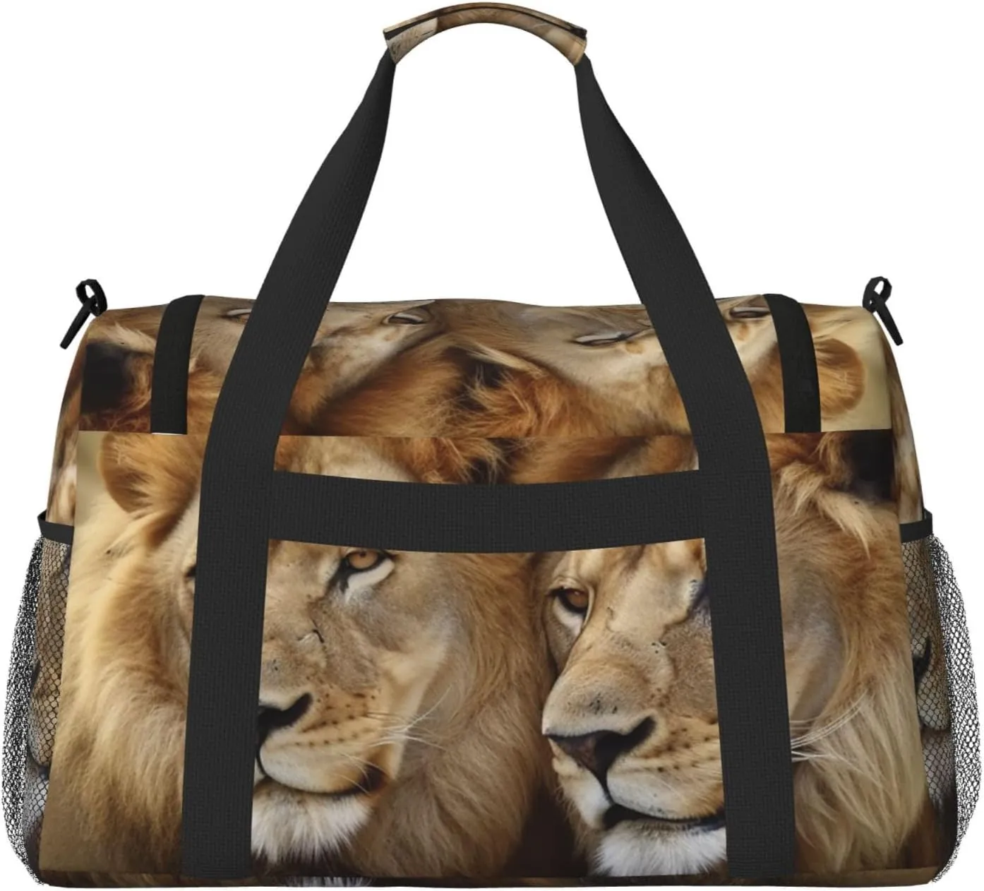 Gym Bag two lions Duffel Bag for Men Women Travel Overnight Bag with Shoe Compartment Workout Bags