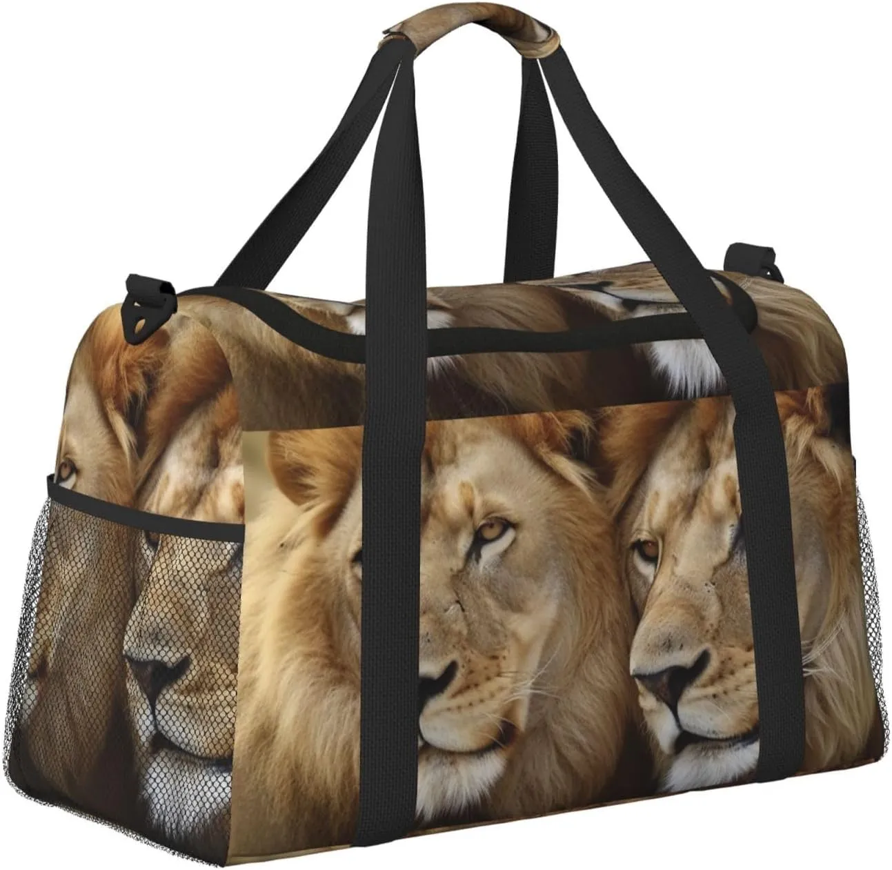 Gym Bag two lions Duffel Bag for Men Women Travel Overnight Bag with Shoe Compartment Workout Bags