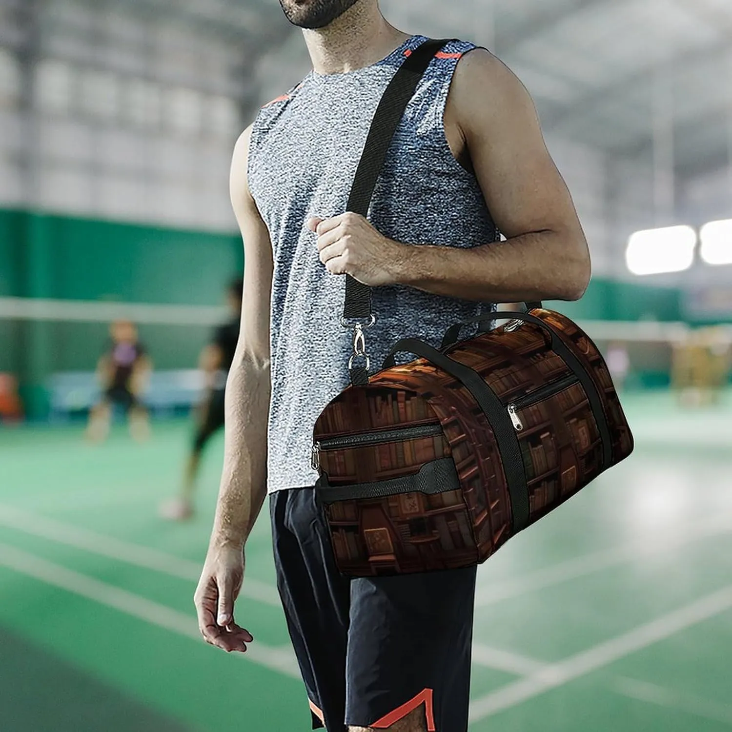Gym Bags for Men Women Book Room Library Duffle Bag Travel Overnight Bag with Shoe Compartment Tote Bags