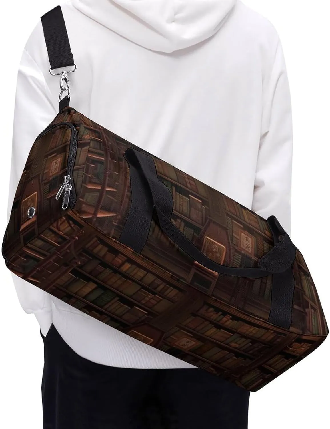 Gym Bags for Men Women Book Room Library Duffle Bag Travel Overnight Bag with Shoe Compartment Tote Bags