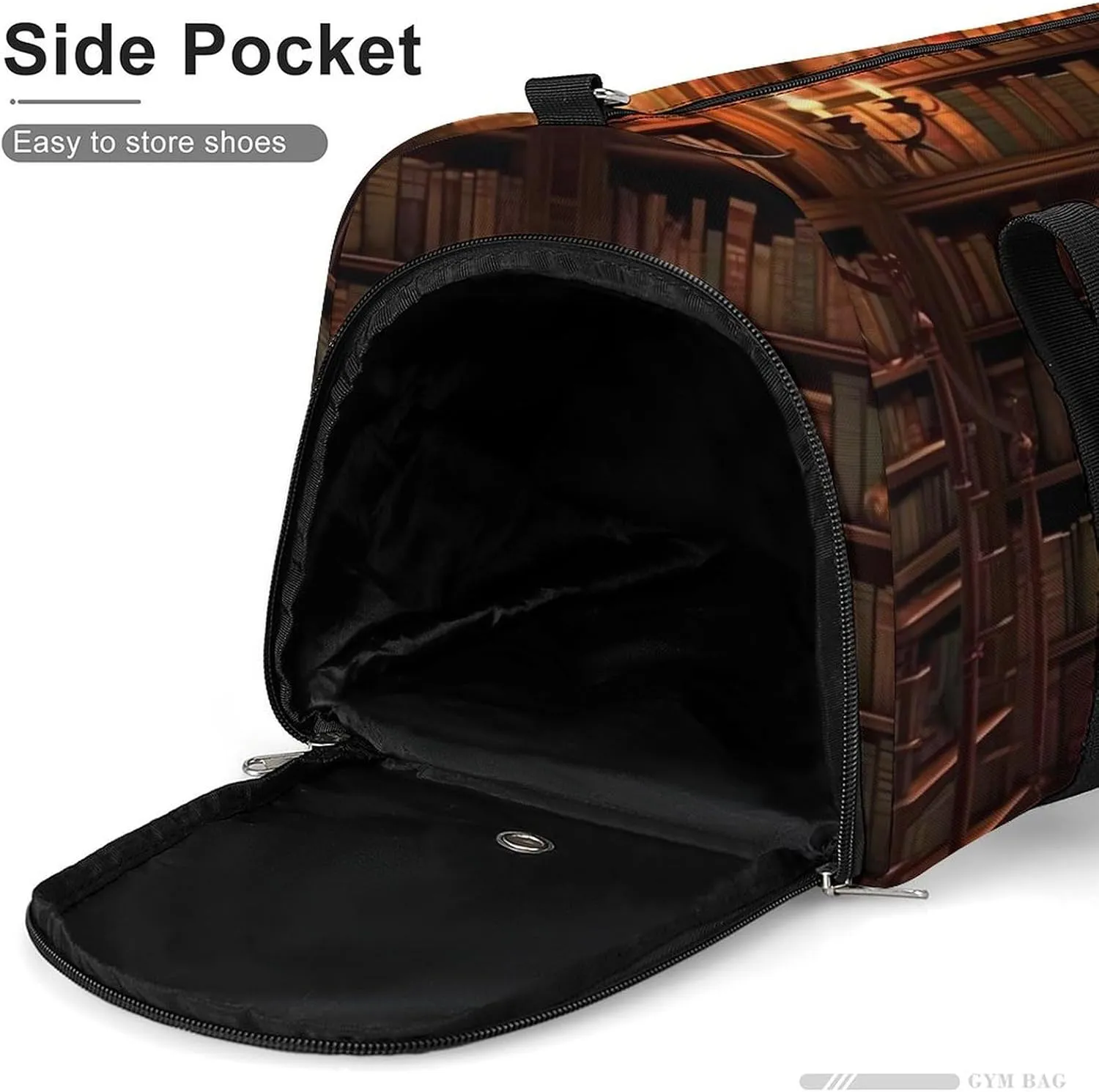 Gym Bags for Men Women Book Room Library Duffle Bag Travel Overnight Bag with Shoe Compartment Tote Bags