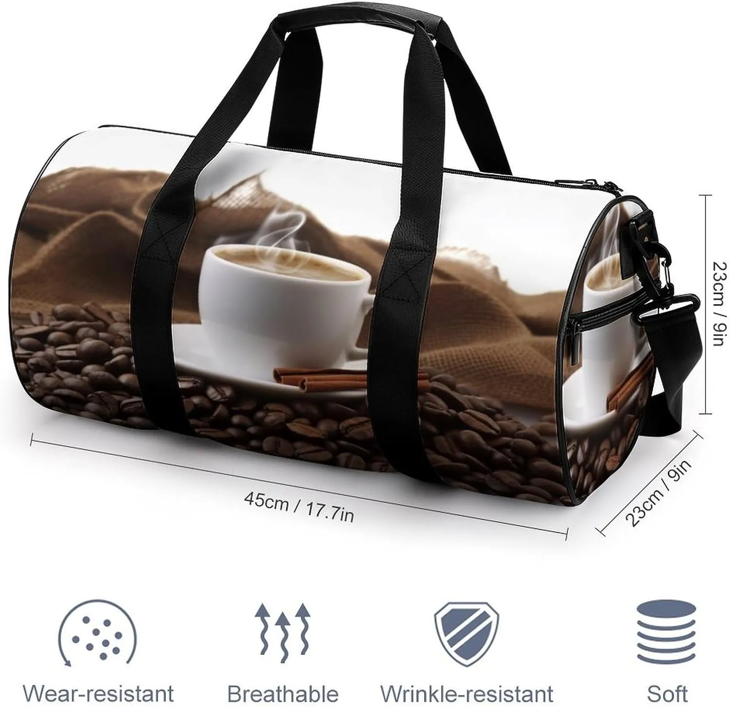 Gym Bags for Men Women Coffee Bean Duffle Bag Travel Overnight Bag with Shoe Compartment Tote Bags