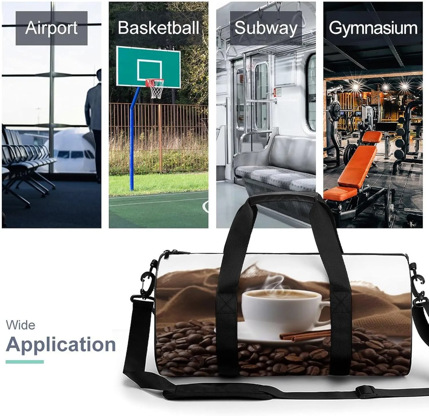 Gym Bags for Men Women Coffee Bean Duffle Bag Travel Overnight Bag with Shoe Compartment Tote Bags