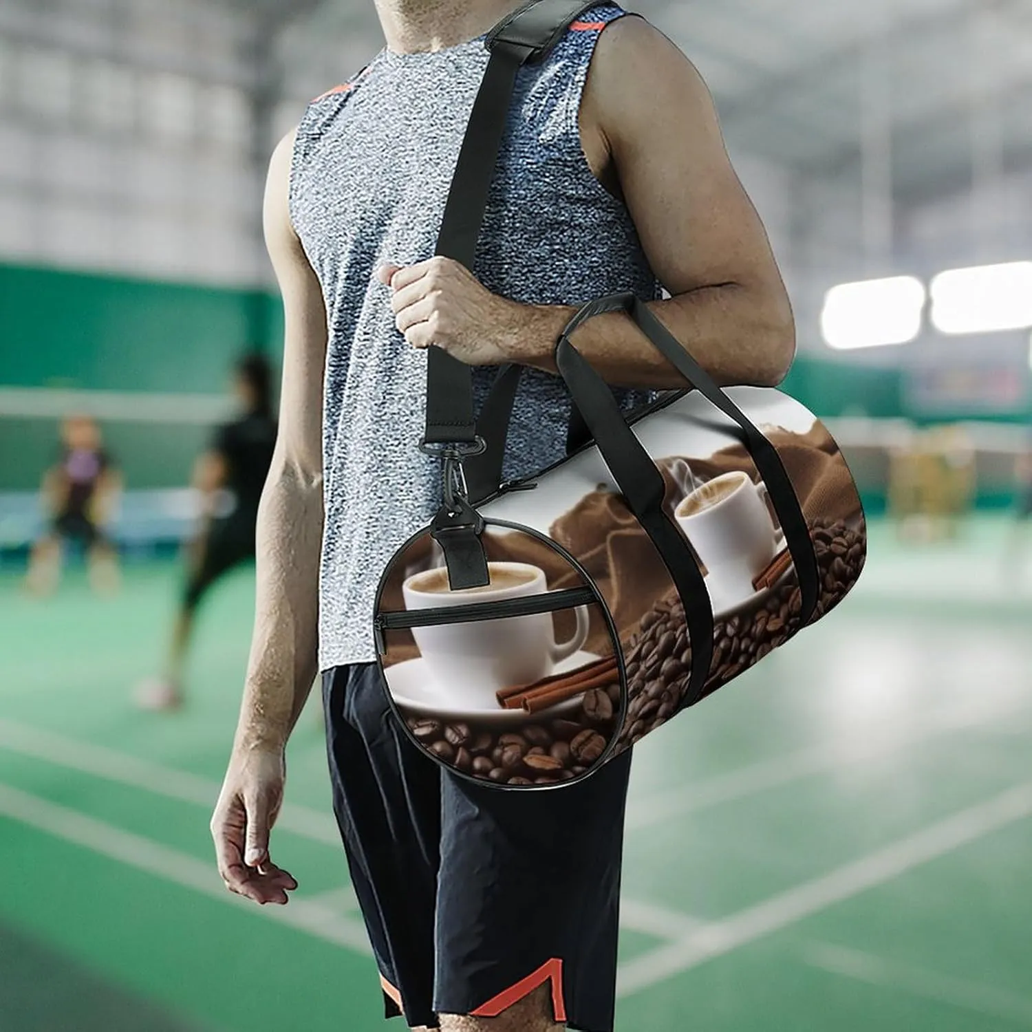 Gym Bags for Men Women Coffee Bean Duffle Bag Travel Overnight Bag with Shoe Compartment Tote Bags