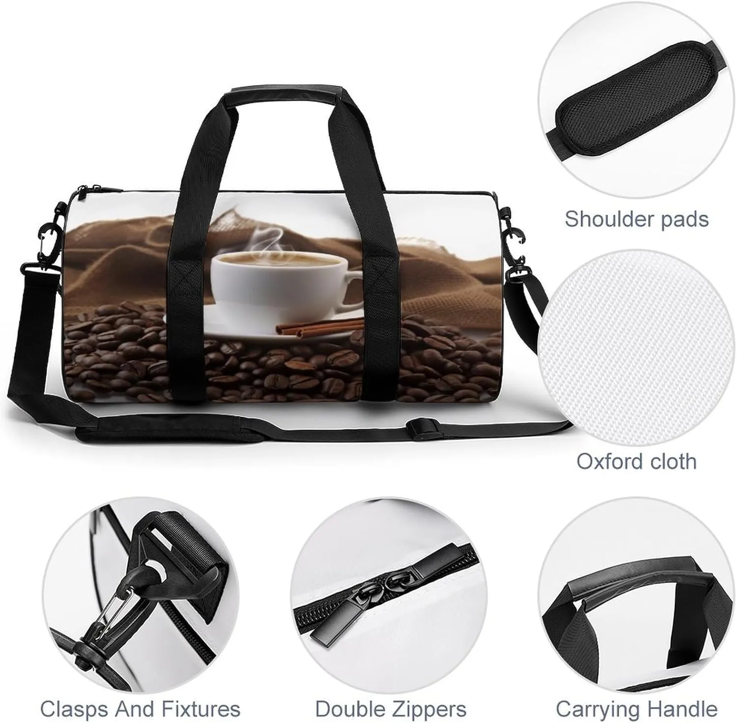 Gym Bags for Men Women Coffee Bean Duffle Bag Travel Overnight Bag with Shoe Compartment Tote Bags