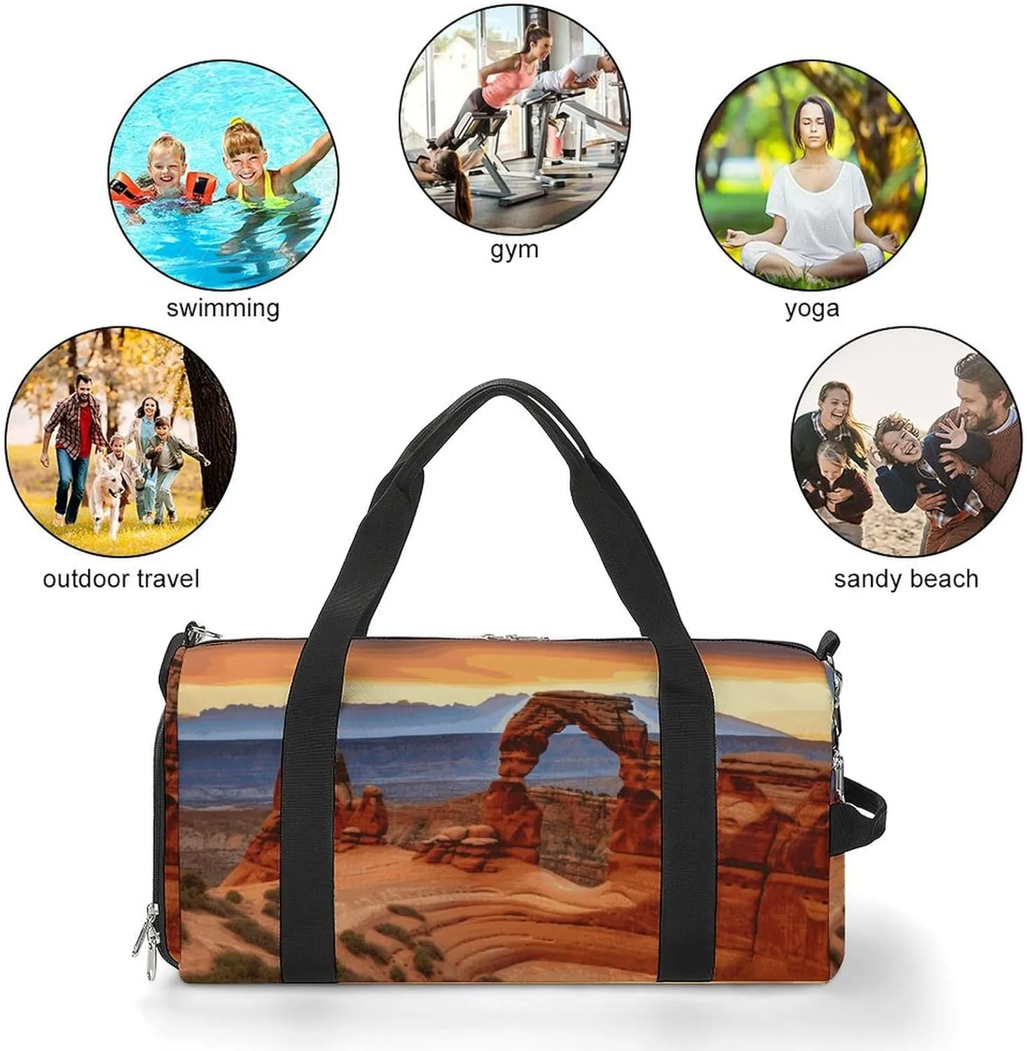 Gym Bags Small Arches National Park Duffel Bag Overnight Bag with Shoe Compartment Carryon Bag for Men Women