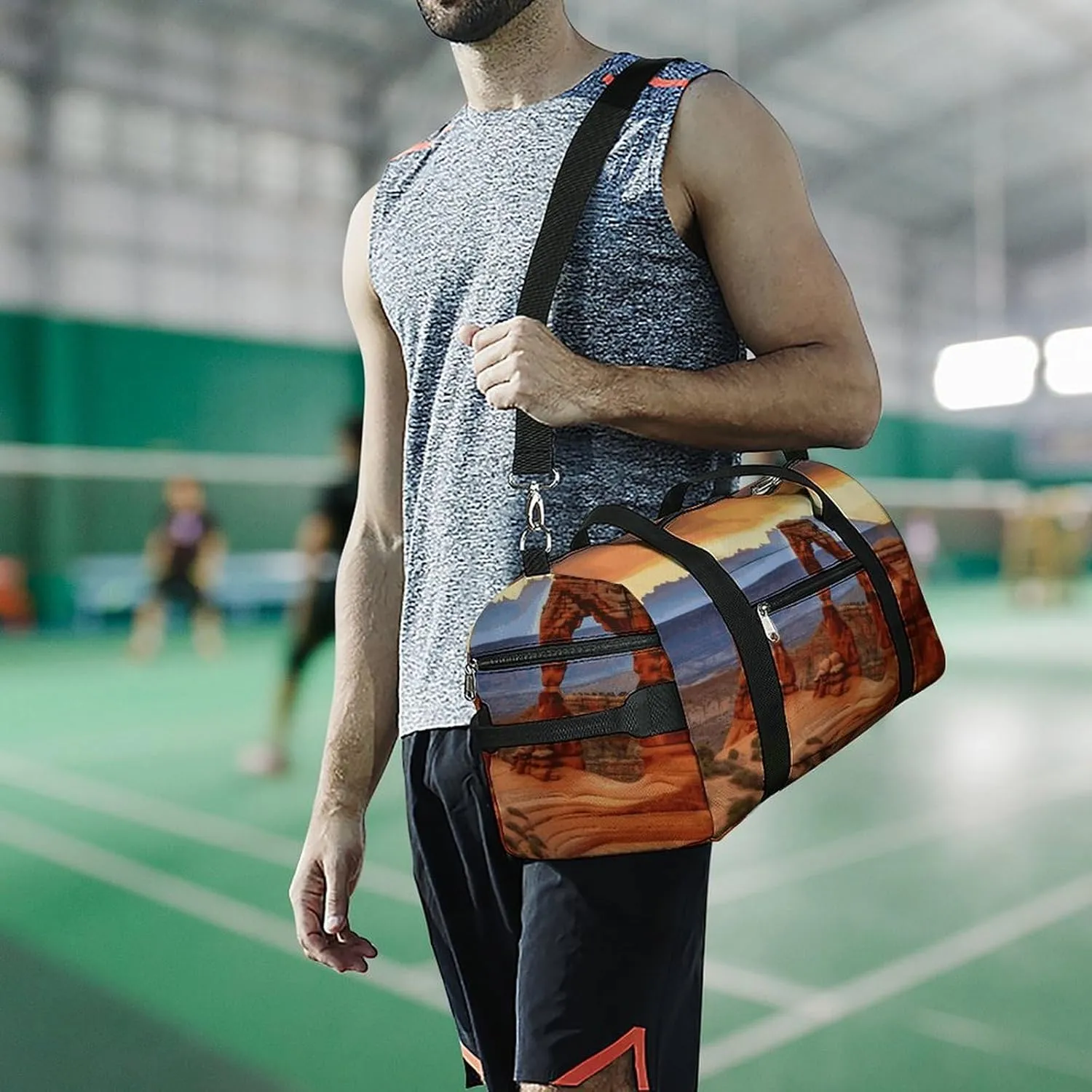 Gym Bags Small Arches National Park Duffel Bag Overnight Bag with Shoe Compartment Carryon Bag for Men Women