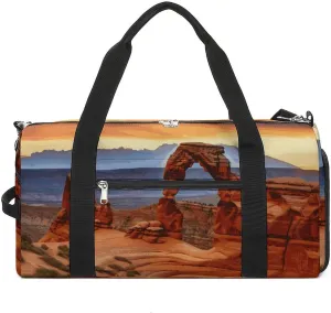 Gym Bags Small Arches National Park Duffel Bag Overnight Bag with Shoe Compartment Carryon Bag for Men Women