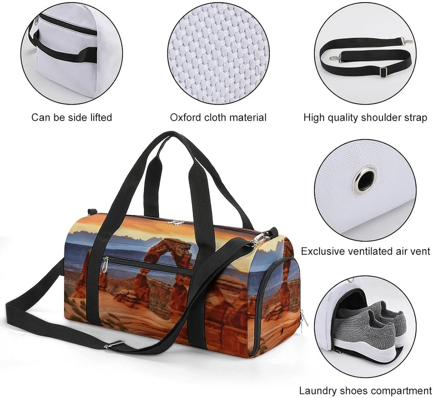 Gym Bags Small Arches National Park Duffel Bag Overnight Bag with Shoe Compartment Carryon Bag for Men Women
