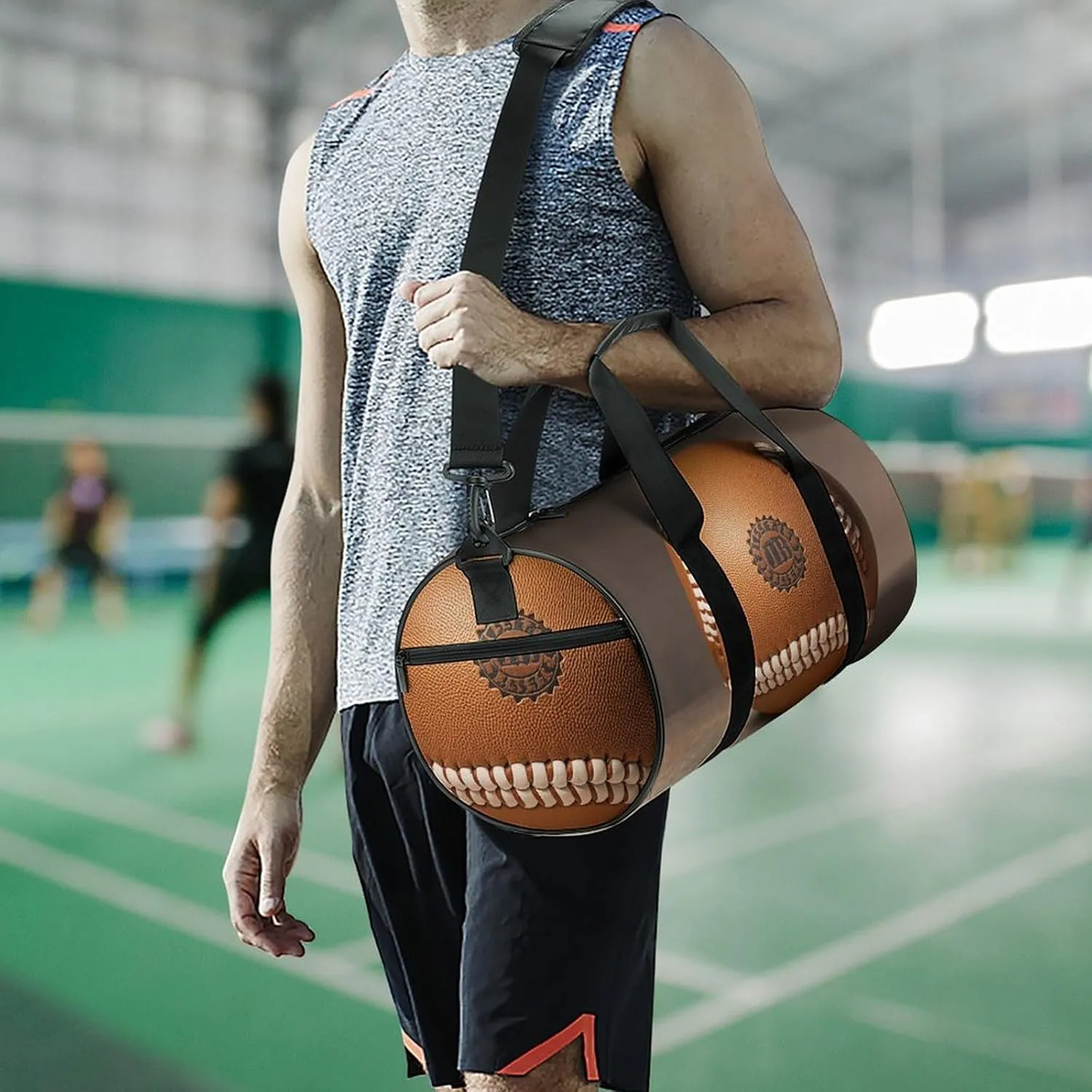 Gym Bags Small Retro Baseball Brown Duffel Bag Overnight Bag with Shoe Compartment Carryon Bag for Men Women