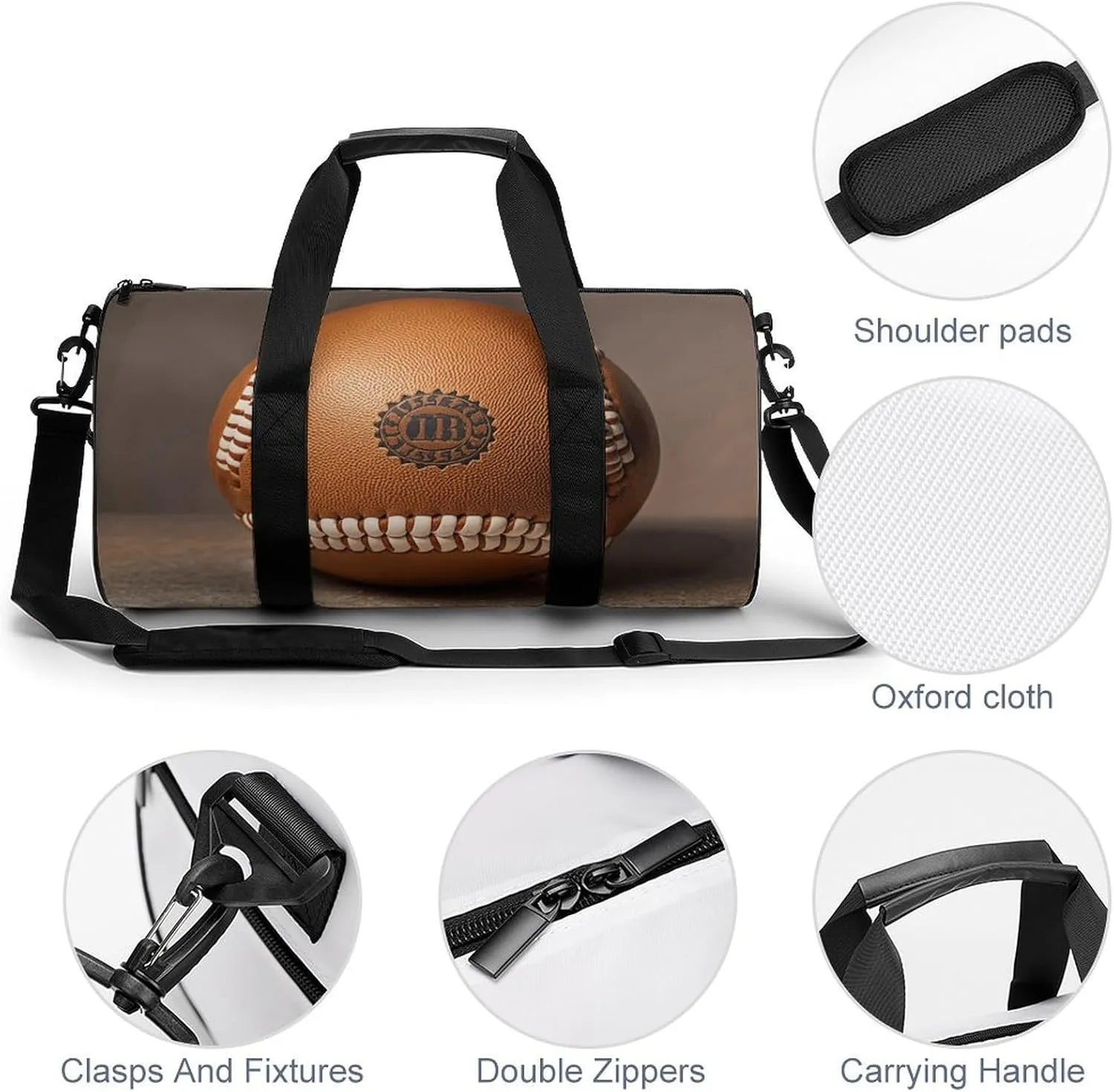 Gym Bags Small Retro Baseball Brown Duffel Bag Overnight Bag with Shoe Compartment Carryon Bag for Men Women