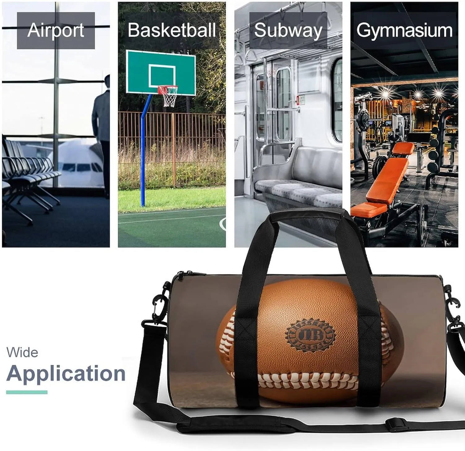 Gym Bags Small Retro Baseball Brown Duffel Bag Overnight Bag with Shoe Compartment Carryon Bag for Men Women
