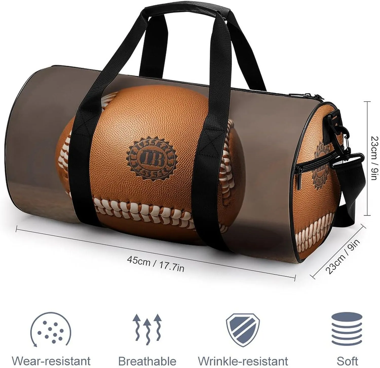 Gym Bags Small Retro Baseball Brown Duffel Bag Overnight Bag with Shoe Compartment Carryon Bag for Men Women