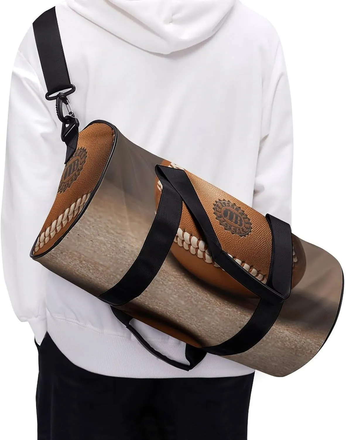 Gym Bags Small Retro Baseball Brown Duffel Bag Overnight Bag with Shoe Compartment Carryon Bag for Men Women