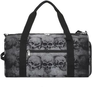 Gym Duffel Bag with Shoe Compartment Wet Pocket, Art-Skulls Print Travel Bag for Men Women