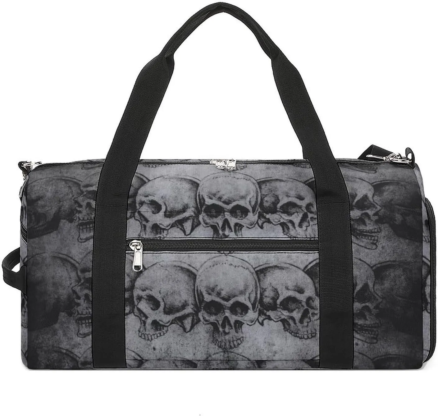 Gym Duffel Bag with Shoe Compartment Wet Pocket, Art-Skulls Print Travel Bag for Men Women